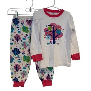 elowel size 12 kids girls long sleeve pajamas pajama set Pink White multi Tree